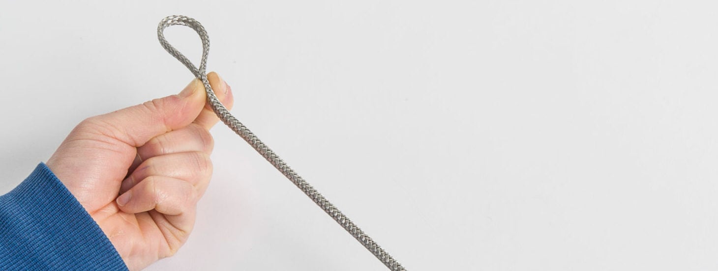 Spliced eye on a thin grey Dyneema line
