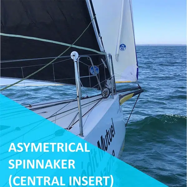 Ready-to-use asymmetrical spinnaker sheet with central insert for Regatta