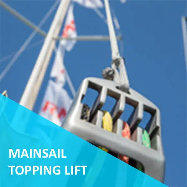mainsail boom topping lift for racing boats