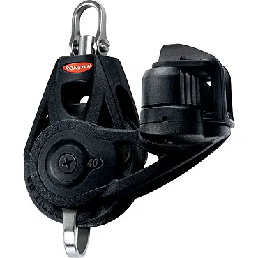 Orbit 40 series Ronstan single ring pulley with cleat - Ino-Rope online store