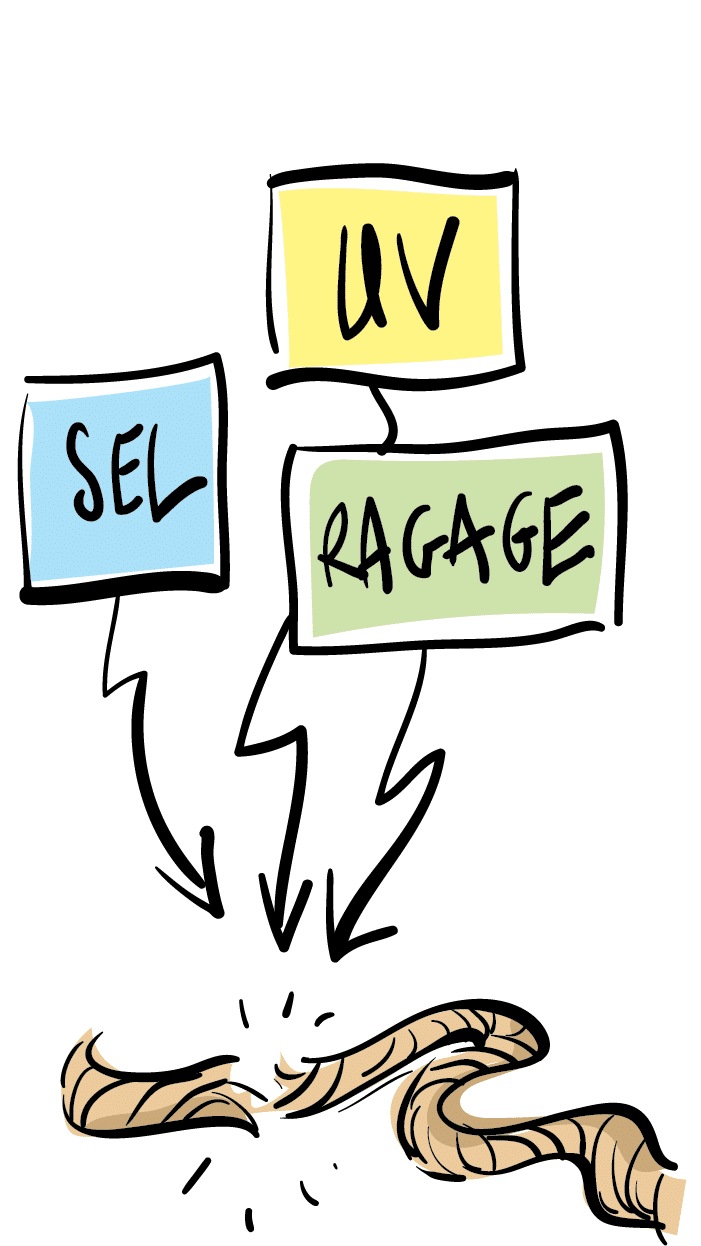amarre ragage, UV, sel, humidité