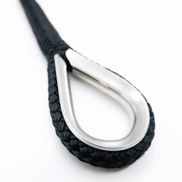 Double-braided splice on stainless steel thimble