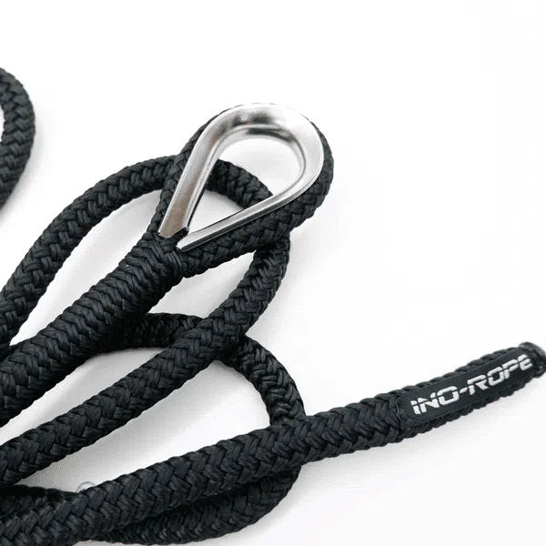 Ready to use mooring line with stainless steel thimble - Polyamide core and polyester cover