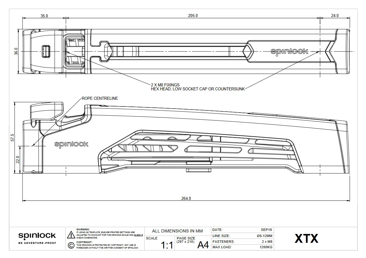 XTX Spinlock lock dimensions