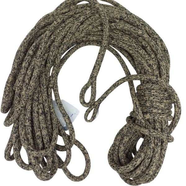 Âme HMPE et gaine polyester, Ø10mm, 22m, Œil épissé double tresse cousu, Passant-Messager, Noir-Beige