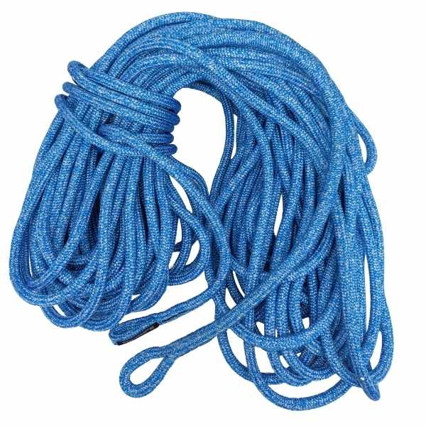 Âme HMPE et gaine polyester, Ø12mm, 50m, Œil épissé double tresse cousu, Passant-Messager, Bleu-Blanc