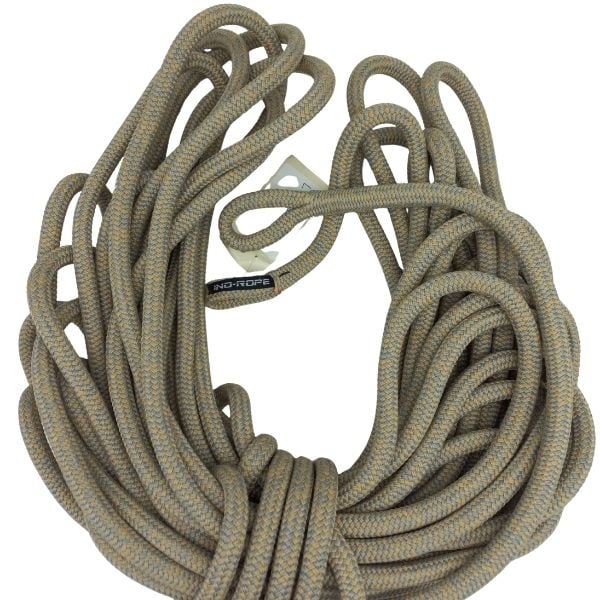 Âme mixte Dyneema et Polypropylène | Gaine Polyester, Ø12mm, 23m, Œil épissé double tresse cousu, Passant-messager, Beige-Gris