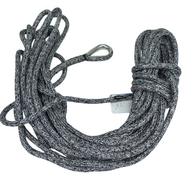 Âme Dyneema® RSK78 | gaine Polyester, Ø12mm, 20m, Œil épissé double tresse cousu sur cosse, Constricteur, Blanc-Noir