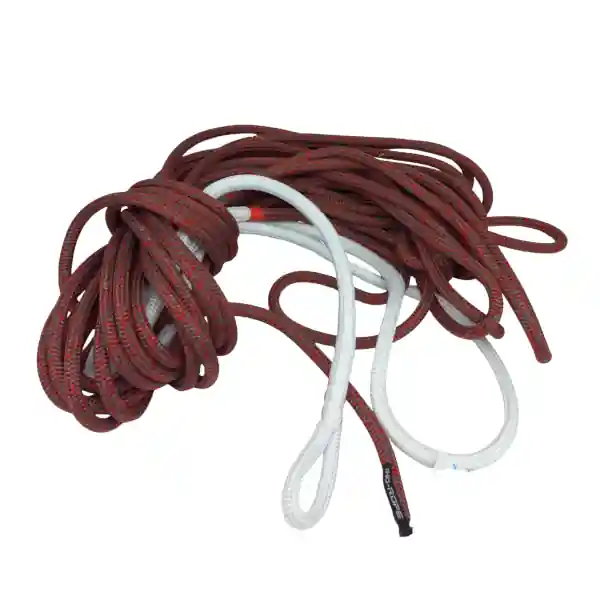 Cordage âme HMPE et gaine mixte Technora/Polyester, Ø14mm, 32m, Œil épissé gainé Dyneema, Constricteur, Rouge-Noir