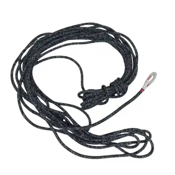 âme mixte Dyneema® et Polypropylène, gaine mixte Dyneema® - Polypropylène et Polyester, Ø6mm, 11m, Oeil épissé simple tresse cousu et gaine surliée, Constricteur, Noir-Blanc