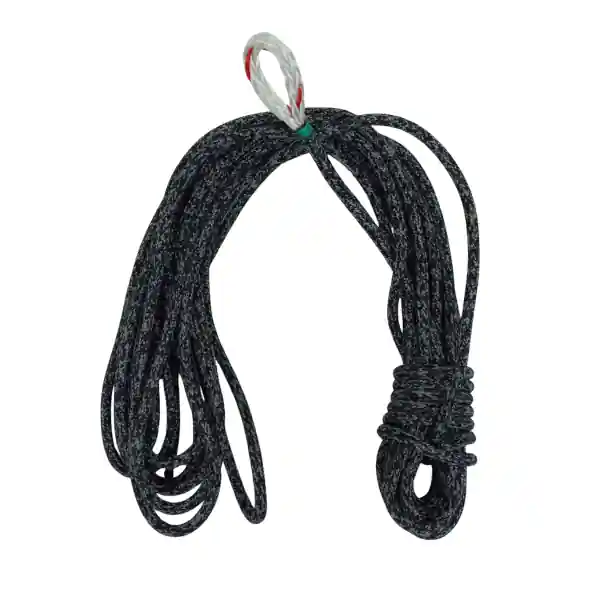 âme mixte Dyneema® et Polypropylène, gaine mixte Dyneema® - Polypropylène et Polyester, Ø6mm, 11m, Oeil épissé simple tresse cousu et gaine surliée, Constricteur, Noir-Blanc