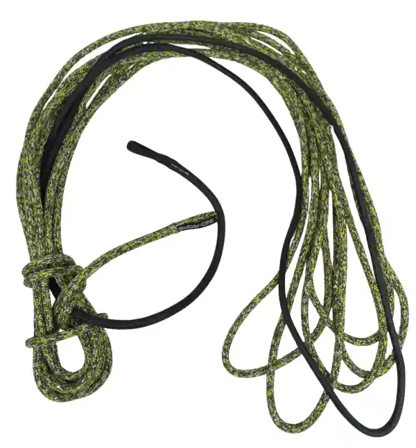Âme Dyneema® RSK78 | gaine mixte Technora® - Dyneema® et Polyester, Ø08mm, 15m, Œil épissé gainé Dyneema sur 2,50m, Passant-messager, Jaune-Noir-Blanc