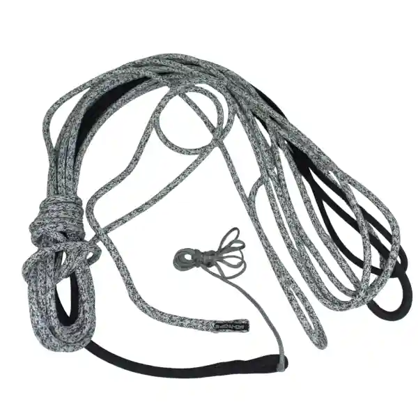 Âme Dyneema® RSK78 | gaine mixte Technora® - Dyneema® et Polyester, Ø10mm, 17m, Œil épissé gainé Dyneema sur 3,50m avec lashing, Passant-messager, Noir-Blanc