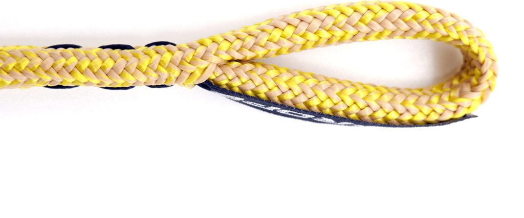Yellow double-braid rope with a spliced eye